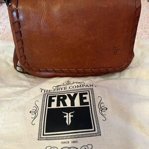 Frye Brown Leather Crossbody with Whipstitch Edge